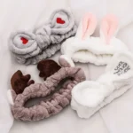 Coral Fleece Bow Headband with Animal Ears