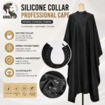 Black Barber Cape with Silicone Neckline and Hidden Buckle