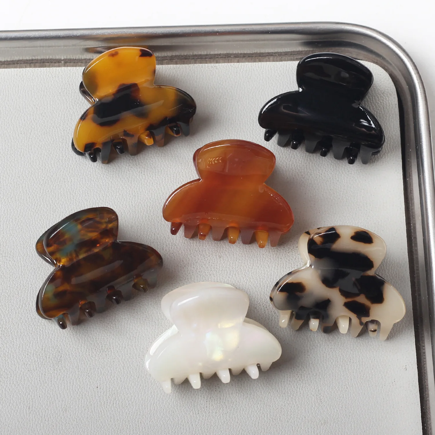 2-Piece Mini Acetate Hair Claw Clip Set for Women