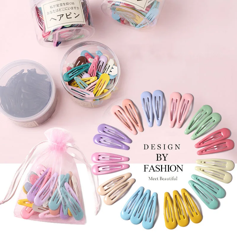 Girls Colorful Waterdrop Hair Clips Set